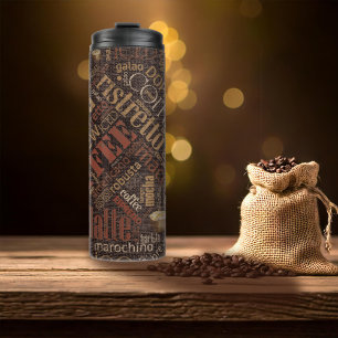 Kaffee auf Jute-Wortwolke Braun ID283 Thermosbecher
