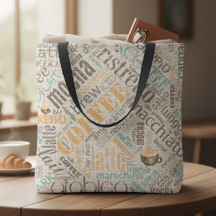 Kaffee auf Jute-Wortwolke Teal ID283