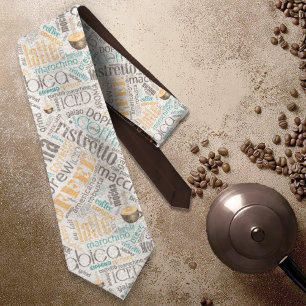 Kaffee auf Jute-Wortwolke Teal ID283 Krawatte