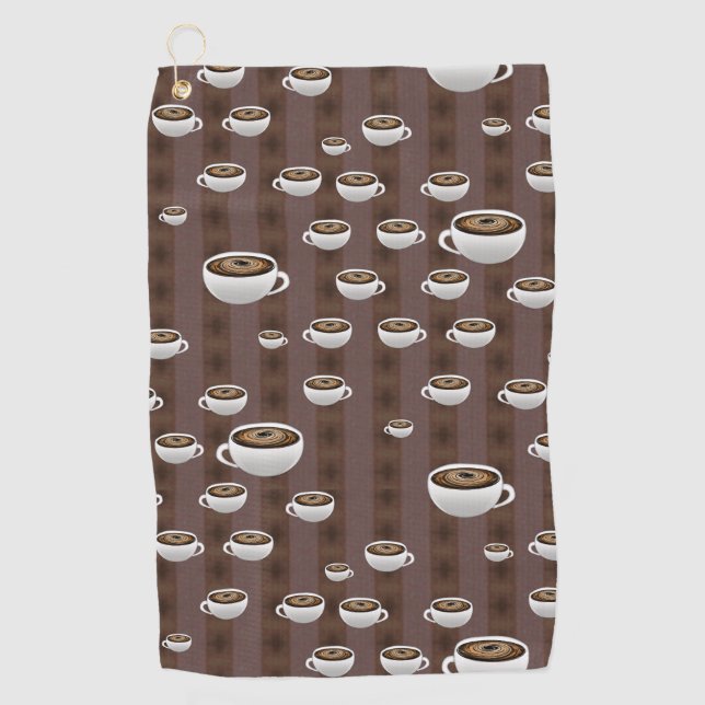 Kaffee auf Streifen Golfhandtuch (Vorderseite)