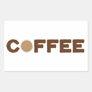 Kaffee aus Kaffeebohnen und Getränken Rechteckiger Aufkleber