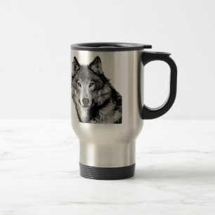 Kaffee aus schwarzem und weißem Wolf / Reiseumarmu Reisebecher