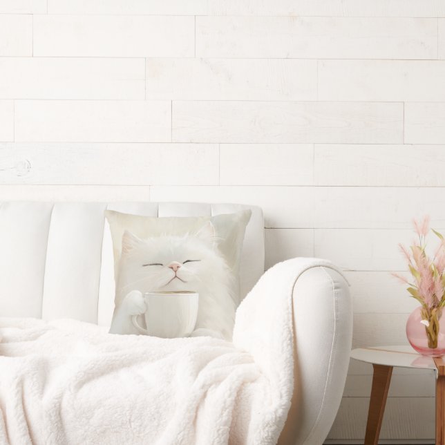 Kaffee aus weichem Weiß - Gemütlich Whimsical Kissen (Liege)