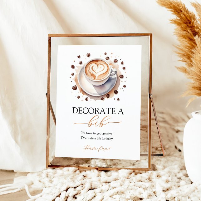 Kaffee-Baby-Dusche Dekorieren ein Bib-Zeichen Poster (Von Creator hochgeladen)