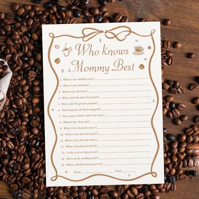 Kaffee Baby Dusche, die Mama Best Game Card kennt Einladung (Von Creator hochgeladen)