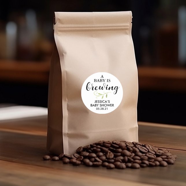 Kaffee Baby Dusche Grüne Gefallen Runder Aufkleber (Von Creator hochgeladen)