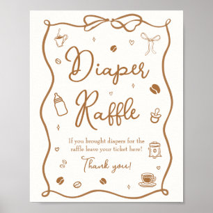 Kaffee-Baby-Shower-Windel-Raffle Poster