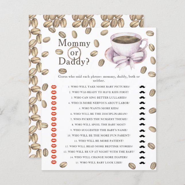 Kaffee-Babydusche - Mama- oder Papadi-Spiel (Vorne/Hinten)