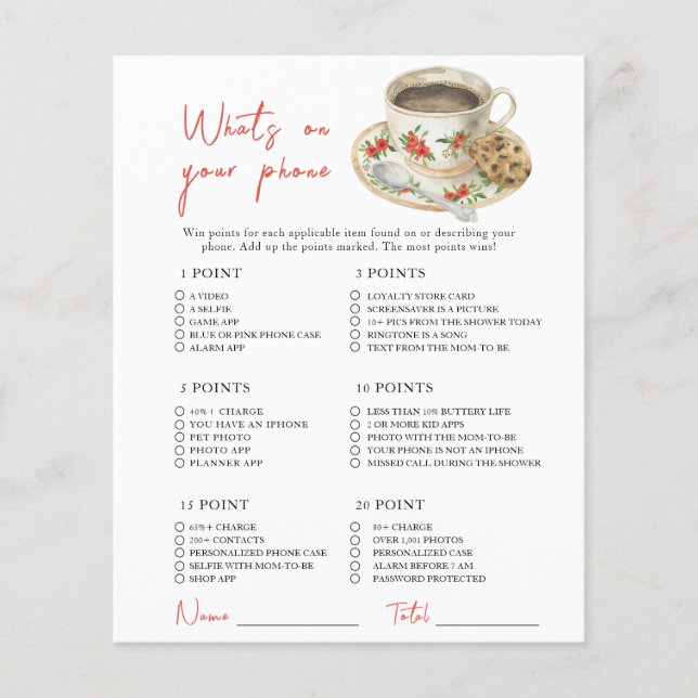 Kaffee-Babydusche - Was gibt es auf Ihrem Handy? (Vorderseite)