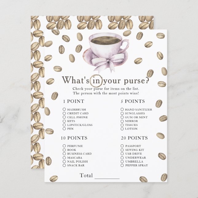 Kaffee-Babydusche - Was steckt in Ihrem Handtasche (Vorne/Hinten)