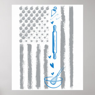 Kaffee backen - Vintage USA amerikanische Flagge z Poster