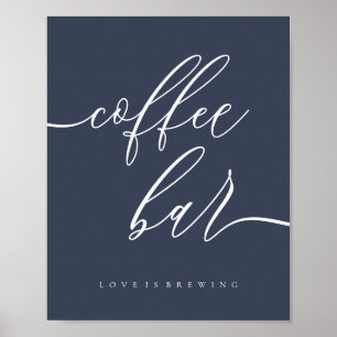 Kaffee-Bar Einfach Navy Poster