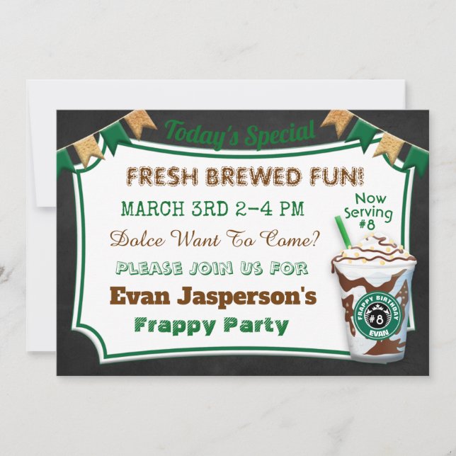 Kaffee Bar Latte Geburtstagsfeier Einladung (Vorderseite)
