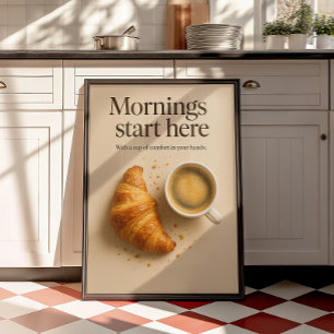 Kaffee Bar Minimalistisch Croissant & Espresso Pos Poster