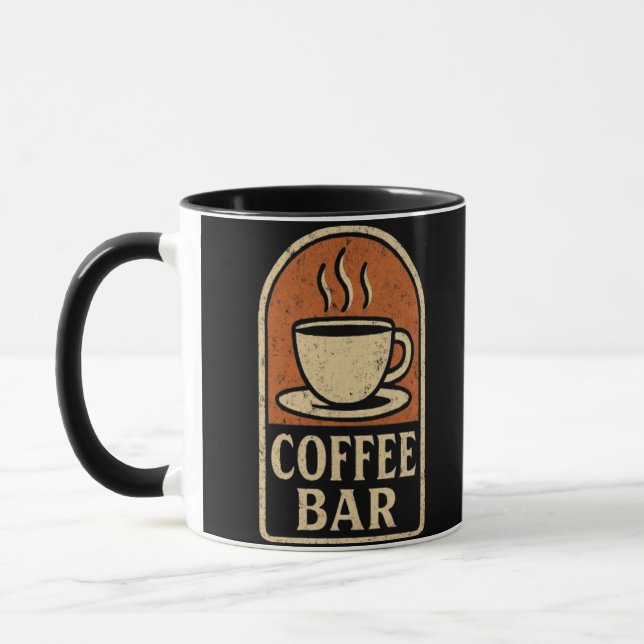 Kaffee-Bar-Zeichen - Vintages Grunge-Café-Zitat Tasse (Links)