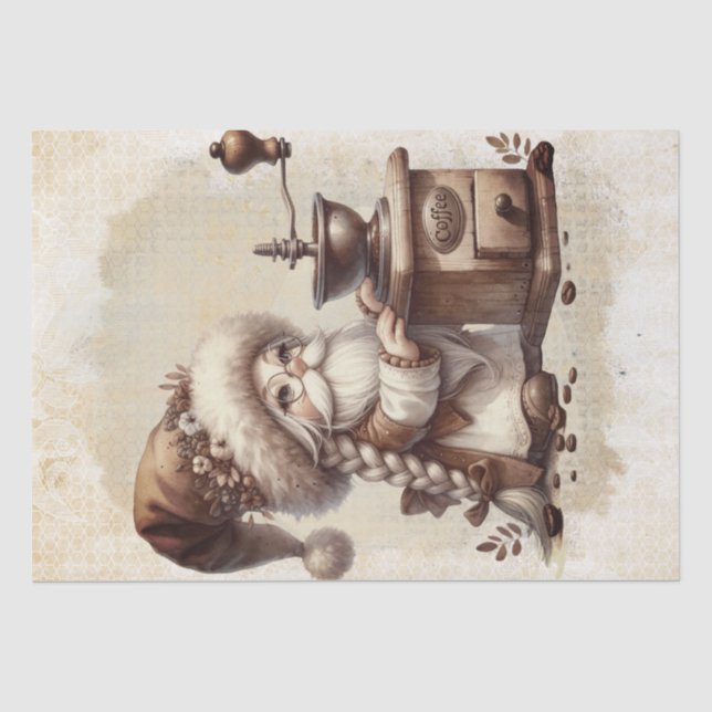 Kaffee Barista Gnome Seidenpapier (Vorderseite)