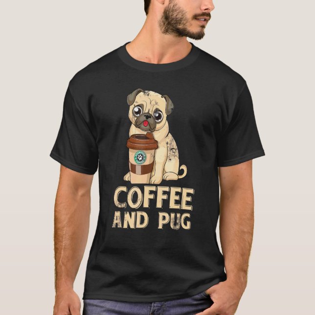 Kaffee Barista Mops T-Shirt (Vorderseite)