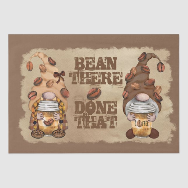 Kaffee Bean Latte Gnomes Decoupage Seidenpapier (Vorderseite)