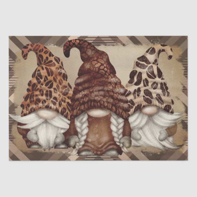 Kaffee Bean Latte Gnomes Decoupage Seidenpapier (Vorderseite)