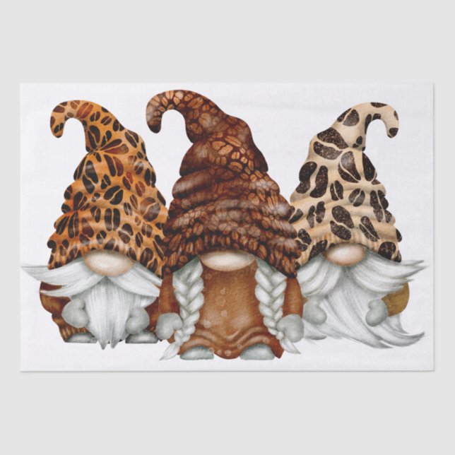 Kaffee Bean Latte Gnomes Decoupage Seidenpapier (Vorderseite)