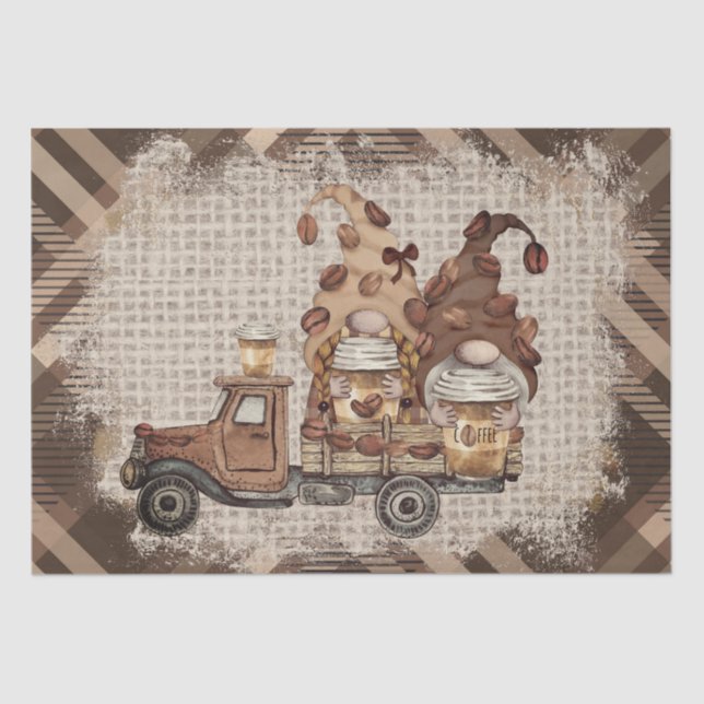 Kaffee Bean Latte Gnomes Decoupage Seidenpapier (Vorderseite)