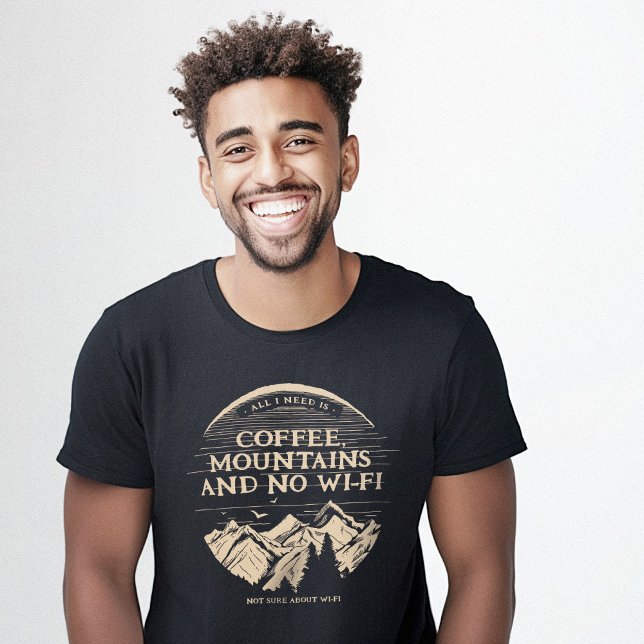 Kaffee Berge Wi-Fi Funny T-Shirt (Coffee Mountains Wi-Fi Funny T-Shirt)