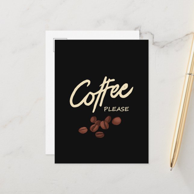 Kaffee bitte Kaffee Läden Postkarte (Vorderseite/Rückseite Beispiel)