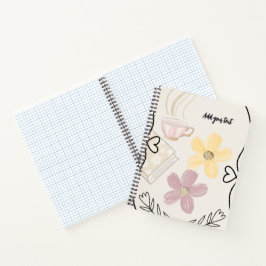 Kaffee & Blumen Spiralnotizbuch für Bücherliebhabe Notizbuch