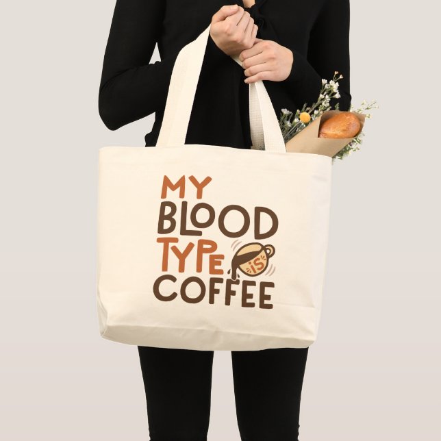 Kaffee-Blutgruppe-Grafik als Geschenk für Kaffeeli Jumbo Stoffbeutel (Vorderseite (Produkt))