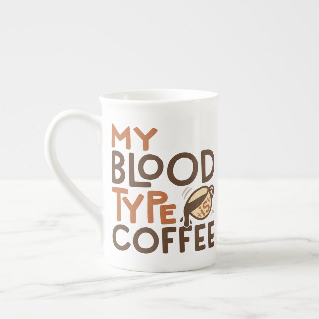 Kaffee-Blutgruppe-Grafik als Geschenk für Kaffeeli Prozellantasse (Links)