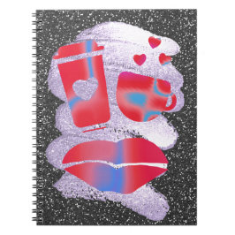 Kaffee, Boba und Kuss Notizblock