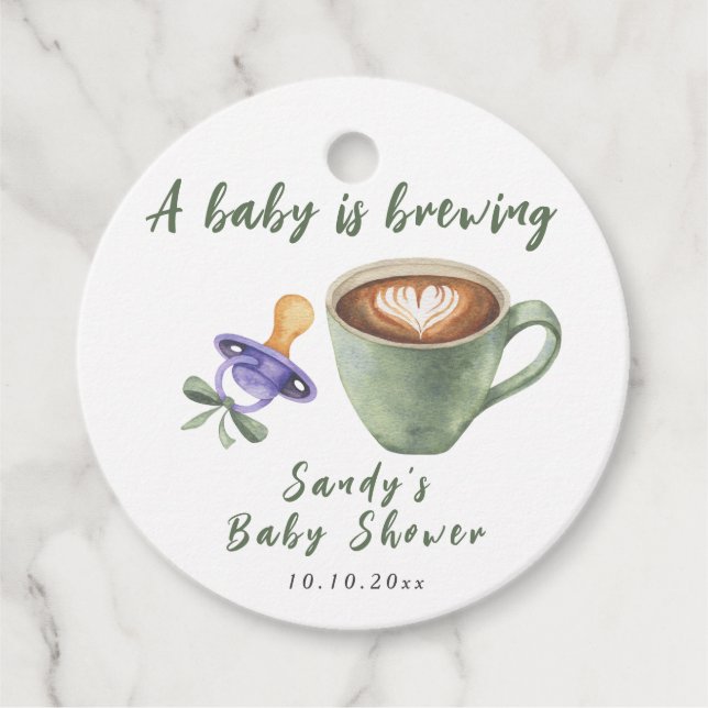 Kaffee-Bogen-Schnuller-Baby-Party Geschenkanhänger (Vorderseite)