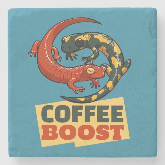 Kaffee Boost Niedlich Red & Fire Salamanders Carto Steinuntersetzer (Vorderseite)