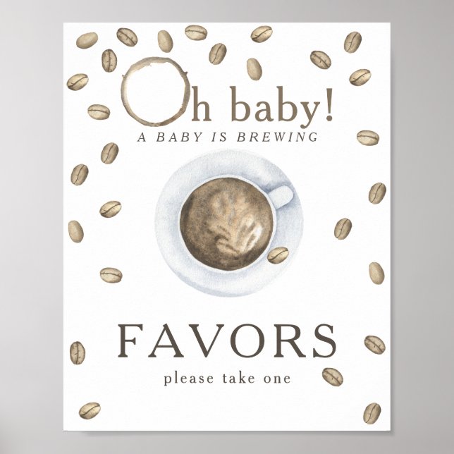 Kaffee Brauen Babydusche Favoriten Poster (Vorne)