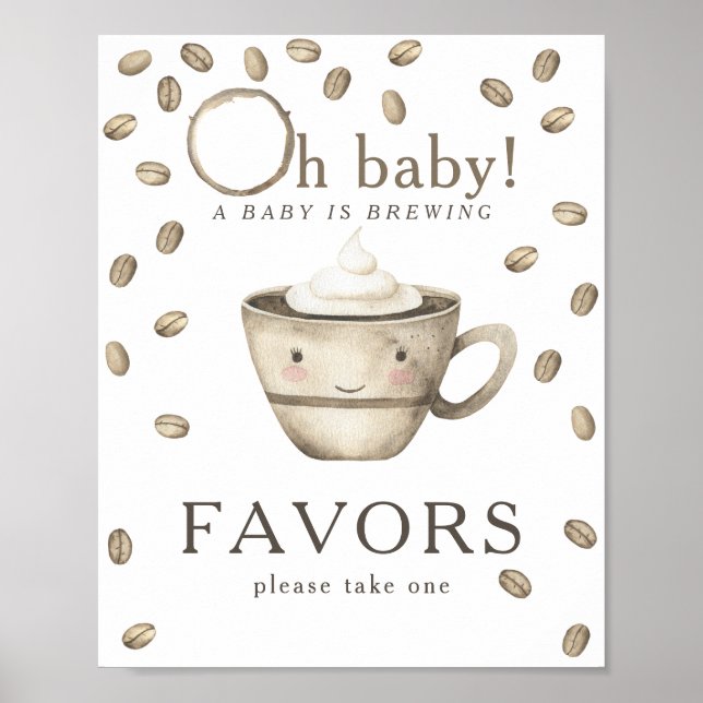 Kaffee Brauen Babydusche Favoriten Poster (Vorne)