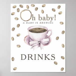 Kaffee Brauen Babydusche Getränke Poster