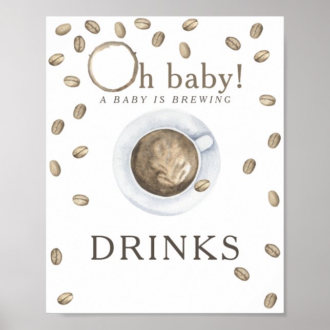 Kaffee Brauen Babydusche Getränke Poster (Vorne)