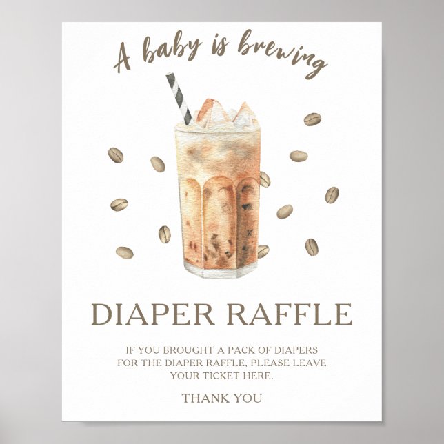 Kaffee Brauen Babydusche - Gewinnspiel Poster (Vorne)