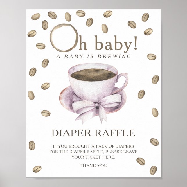 Kaffee Brauen Babydusche - Gewinnspiel Poster (Vorne)
