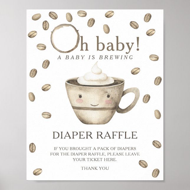 Kaffee Brauen Babydusche - Gewinnspiel Poster (Vorne)
