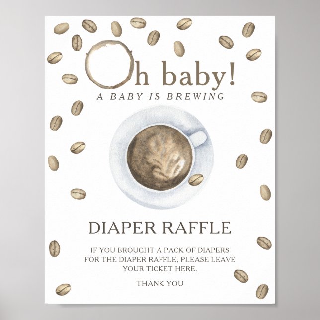 Kaffee Brauen Babydusche - Gewinnspiel Poster (Vorne)
