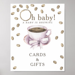 Kaffee Brauen Babydusche Karten und Geschenke Poster
