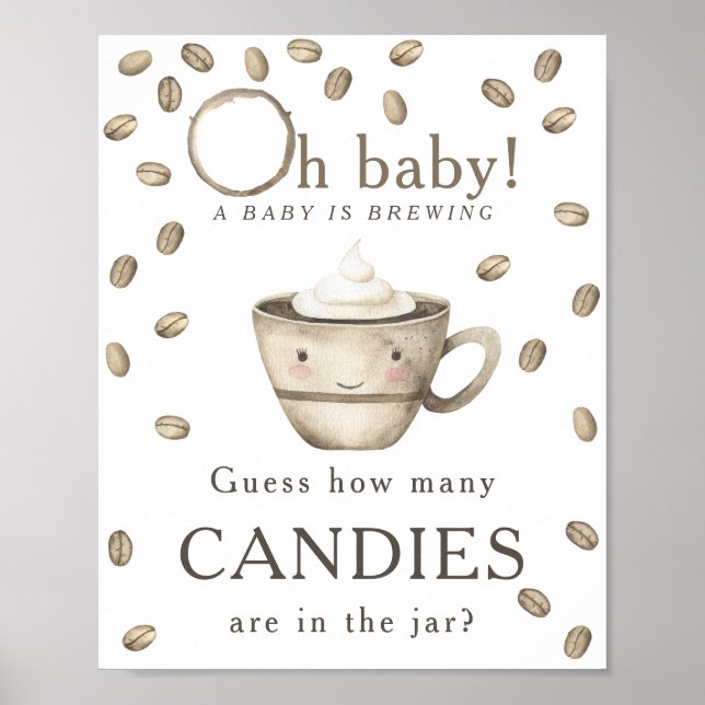 Kaffee brauen - Wie viele Bonbons sind im Glas Poster (Vorne)