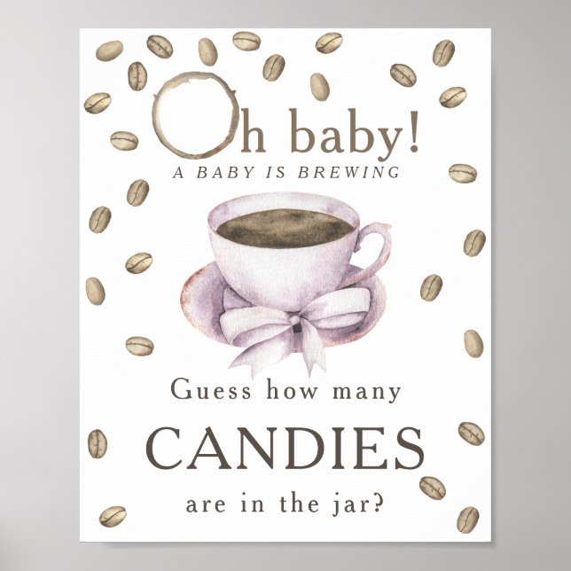 Kaffee brauen - Wie viele Bonbons sind im Glas Poster (Vorne)