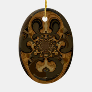 Kaffee-Braun-Fluid-Kaleidoskop-Kunstprint Keramik Ornament