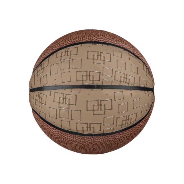 Kaffee Braune Quadrate Muster Mini Basketball (Vorderseite)
