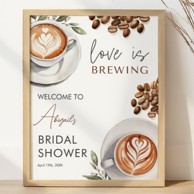 Kaffee Brautparty - 16x20 Empfang Poster (Coffee Bridal Shower - 16x20 Welcome Poster
)