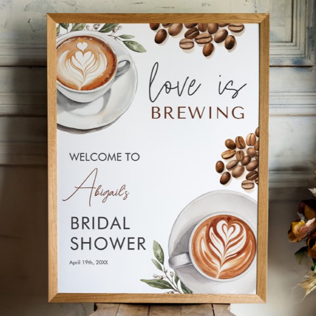 Kaffee Brautparty - 18x24 Empfang Poster (Coffee Bridal Shower - 18x24 Welcome Poster)