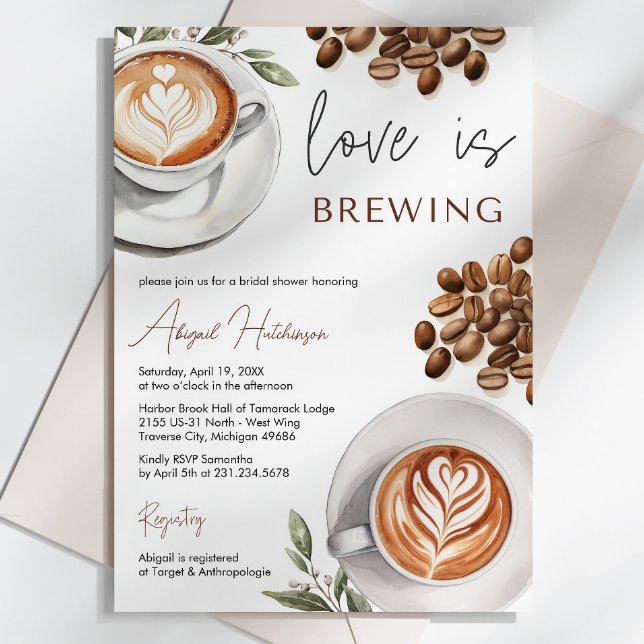 Kaffee-Brautparty - Liebe ist Brechen Einladung (Coffee Bridal Shower - Love is Brewing Bridal Shower Invitation)