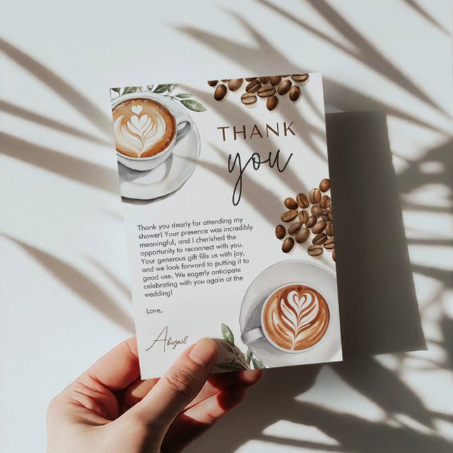 Kaffee Brautparty - Liebe ist Brechen Vielen Dank Dankeskarte (Coffee Bridal Shower - Love is Brewing Thank You)